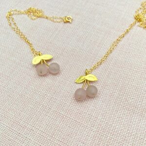 Berry, halskæde, forgyldt, sølv, rosakvarts