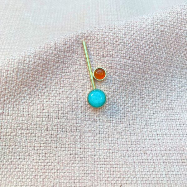 cirkus, dot, ørering, 14k, guld, blå, orange