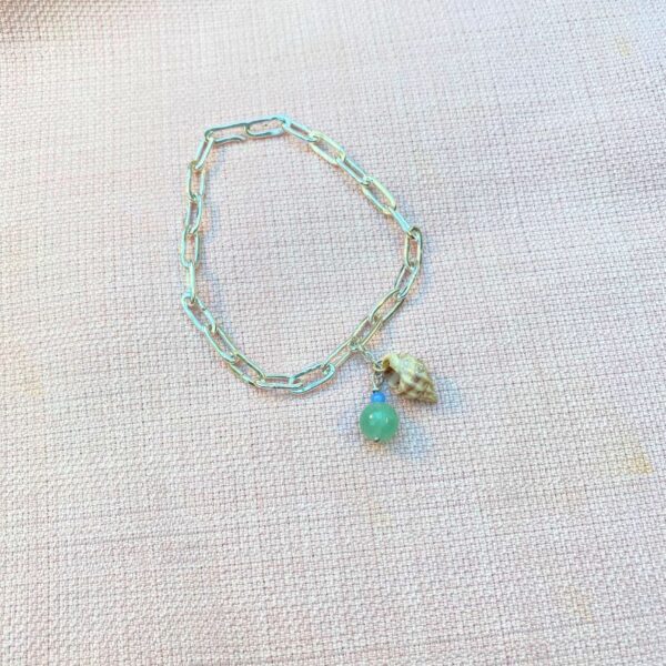 sommercharm, armbånd, sølv, perler, sneglehus