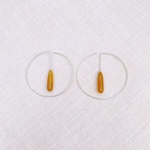 cirkeløreringe, sølv, gul, agat