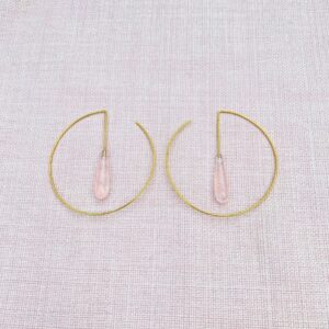 cirkel, øreringe, forgyldt, sølv, rosakvarts