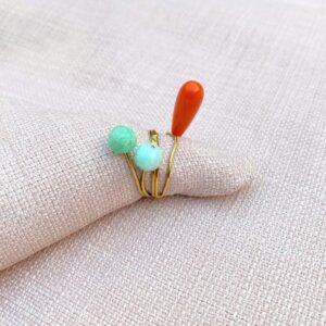 unika, forgyldt, sølv, buketring, koral, crysophras