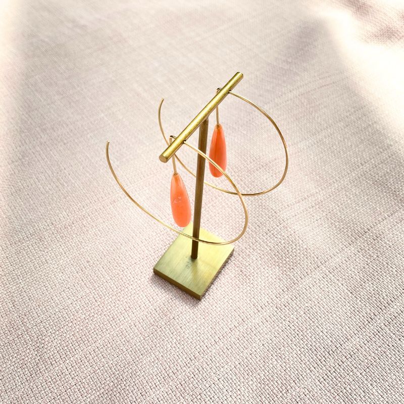 cirkel, øreringe, guld, koral