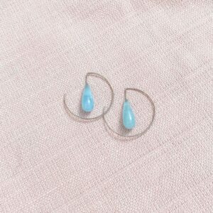 cirkel, øreringe, hvidguld, akvamarin