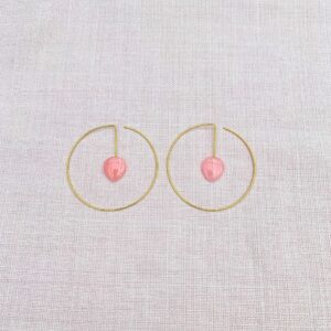 cirkel, øreringe, forgyldt, sølv, lyserød, agat