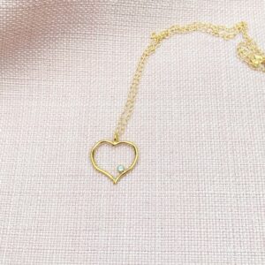 halskæde, forgyldt, sølv, hjerte, topas