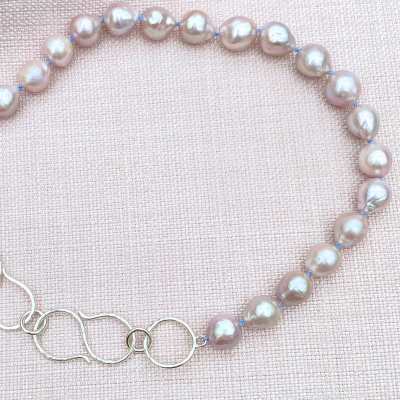 halskæde, lyserøde, ferskvandsperler