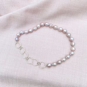 halskæde, lyserøde, ferskvandsperler