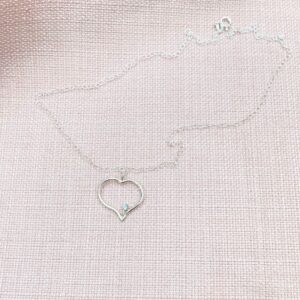 halskæde, hjertevedhæng, sølv, topas