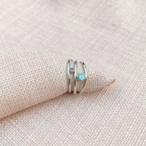 sølvring, turmalin, topas